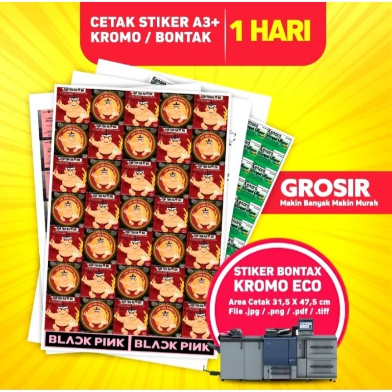 

CETAK STIKER MURAH A3/CUTTING STIKER/1 pack isi 10 lembar