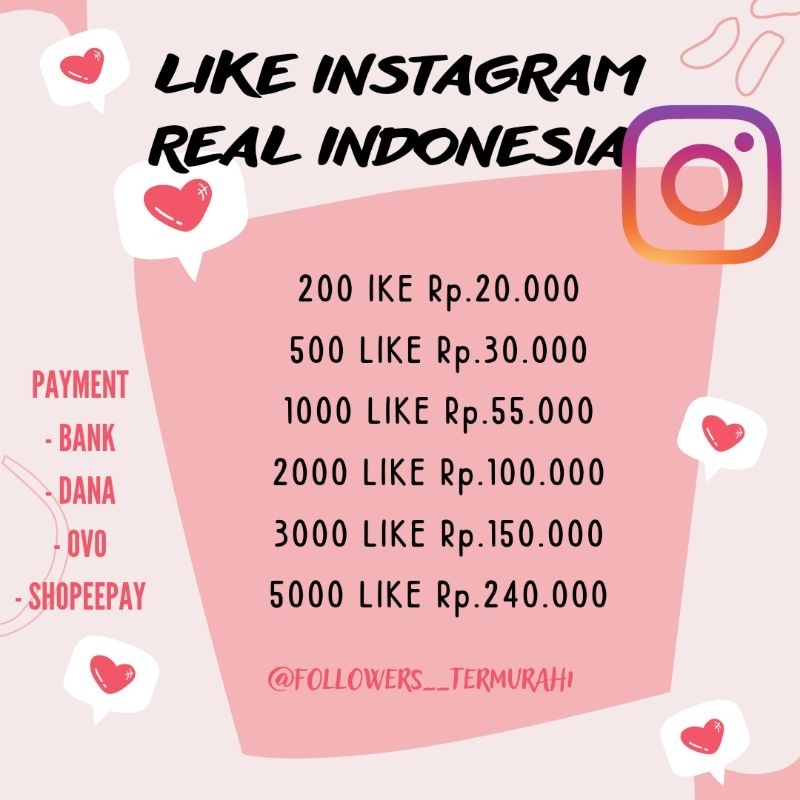 LIKE INSTAGRAM INDONESIA TERMURAH