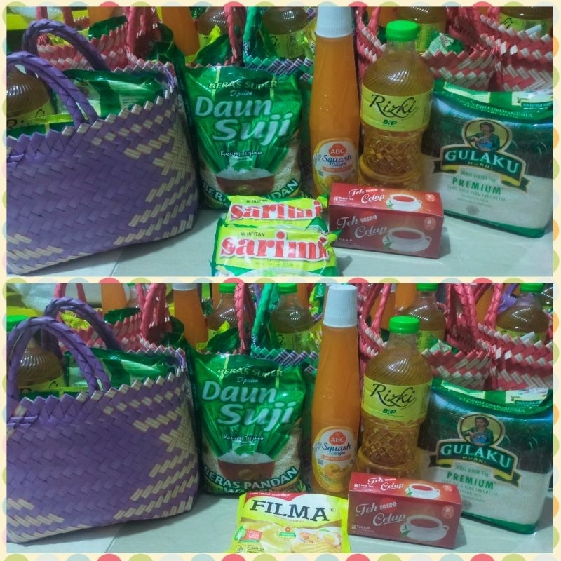 

paket sembako anyaman lengkap sirup