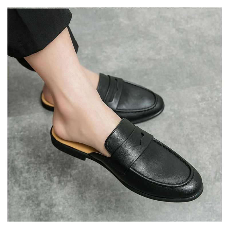 sepatu sandal pria 100% murah kulit sintetis sai asli keren slop pria kulit mitasi asli murah