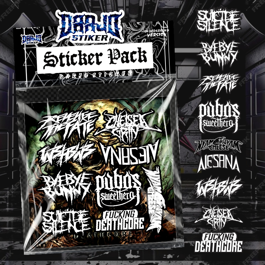 

Stiker Package Band Metal DEATHCORE " VOL 1 " Glossy Anti Air Tinggal Tempel