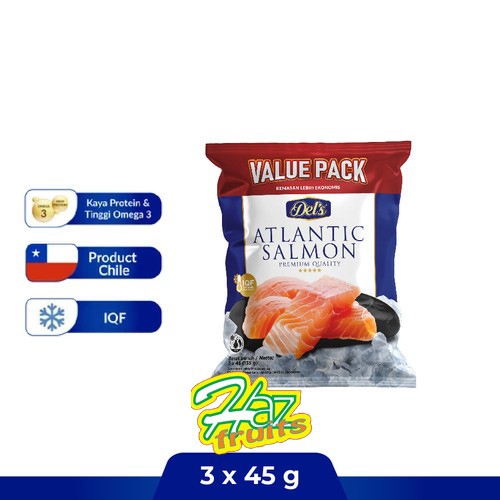 

Del's Frozen Atlantic Salmon Fillet / Portion - 3 x 45 Gr