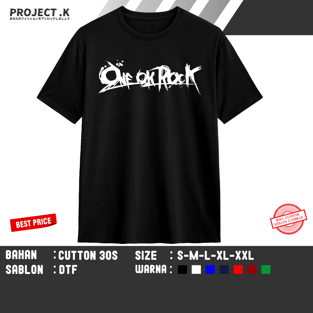 T SHIRT KAOS DISTRO ONE OK ROCK LOGO BARU BY PROJECT K