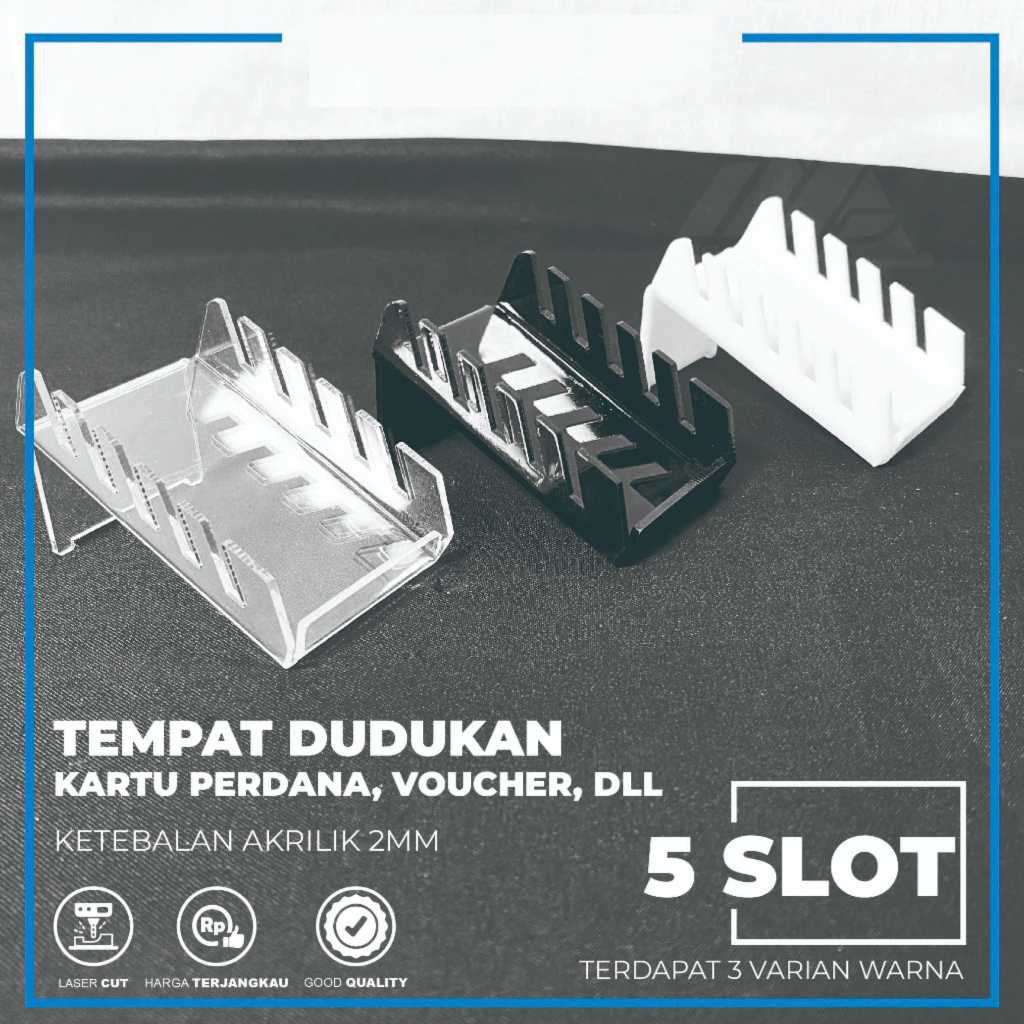 

Dudukan Kartu Perdana Voucher - Stand Kartu Perdana Akrilik - Acrylic Standing Lebar 3,5 Cm