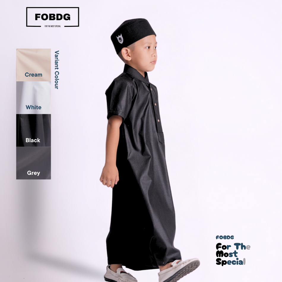 FOBDG Gamis Anak Dahu Hitam Bahan Zegna