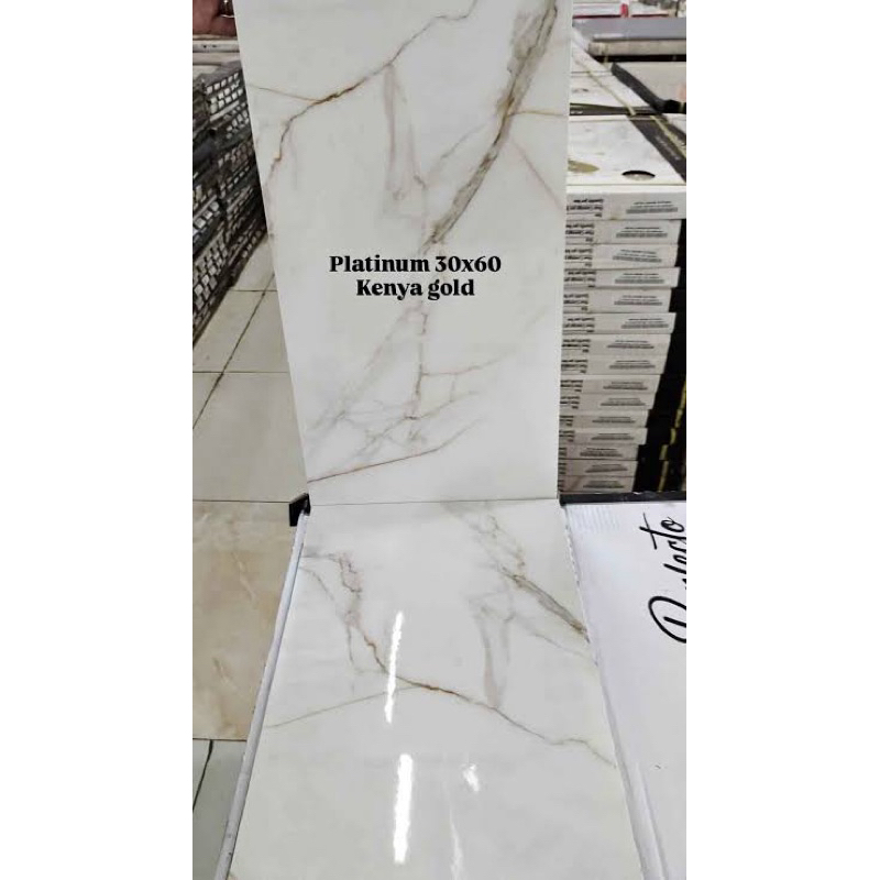 Keramik 30x60 PLATINUM WB Kenya Gold Motif Putih Urat Emas
