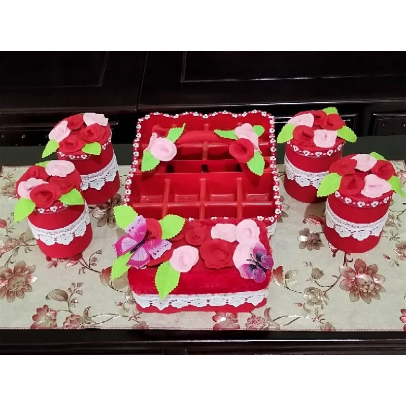 Set Toples Lebaran 7pcs Toples set Lebaran flanel Hampers Lebaran flowers series