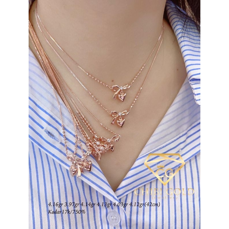 CHIBI GOLD JAWELLERY - Kalung pita love juntai  750 kadar 17K - chibigold
