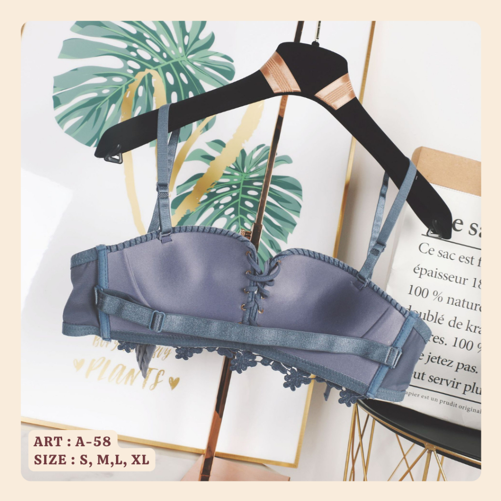 A58 - (1 PCS)  BRA IMPORT WANITA SERUT DEPAN RAJUT TALI KECIL KEKINIAN - A58