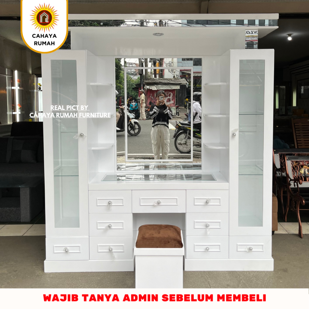 MEJA RIAS KACA MEWAH - MEJA AESTHETIC - CAHAYA RUMAH FURNITURE