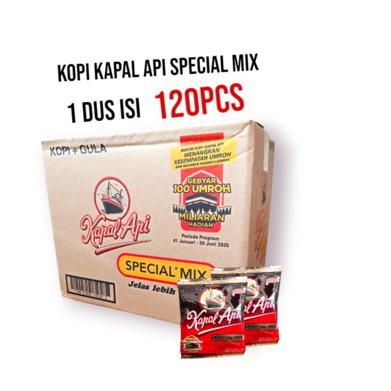 

Kopi Kapal Api Spesial Mix - Per 1 DUS isi 120 sachet @23g - coffee hitam plus gula