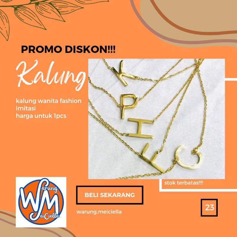 [23] kalung huruf alphabet nagita kecil | kalung wanita termurah