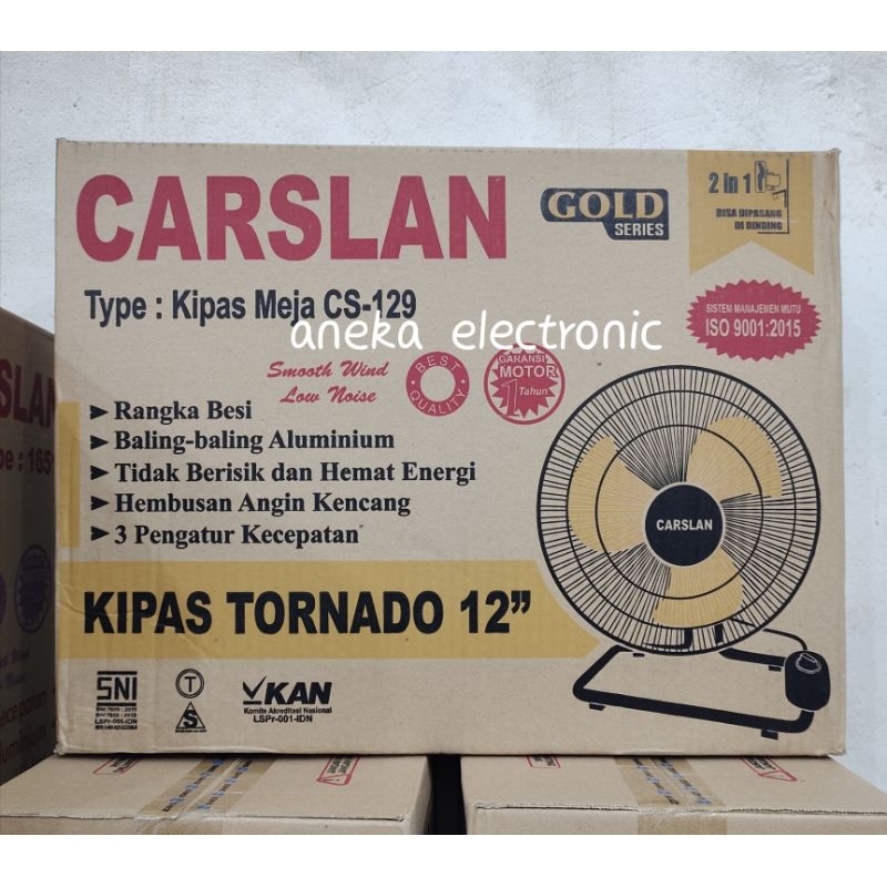 Carslan Kipas Angin Meja/dinding tornado CS-129 deskfan carslan tornado 12inc