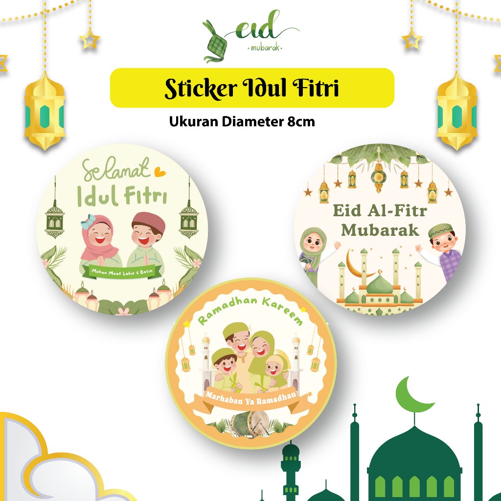 

Stiker Ramadhan LEBARAN - Sticker IDUL FITRI - Diameter 8 cm (isi 24 pcs)