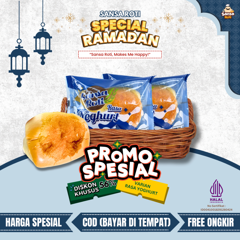 

[ISI 15pcs+Free 3pcs] - Sansa Roti - Yoghurt | Roti Manis Rasa Yogurt Lembut Manis Gurih