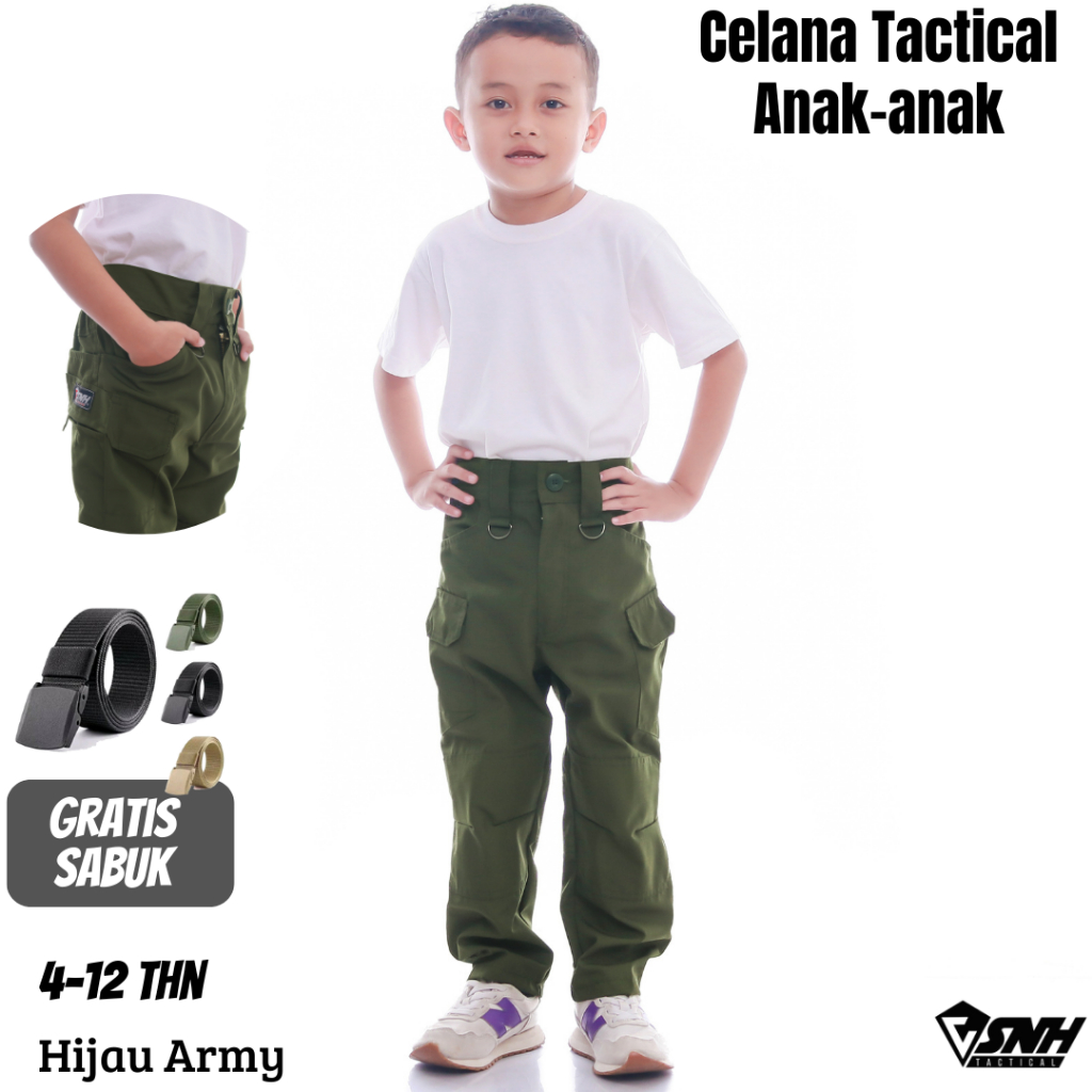 [Bonus Sabuk] Celana PDL Anak 4-12thn Tactical Premium Original Astore [Hijau Army]
