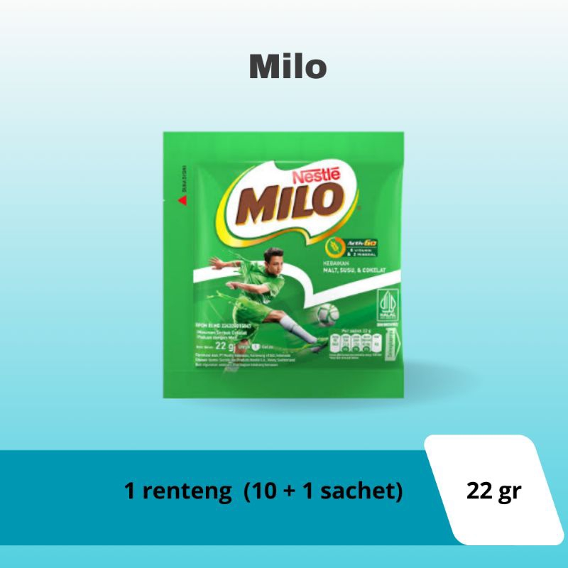 

Milo 1 renteng isi 10+1 sachet promo grosir 22g