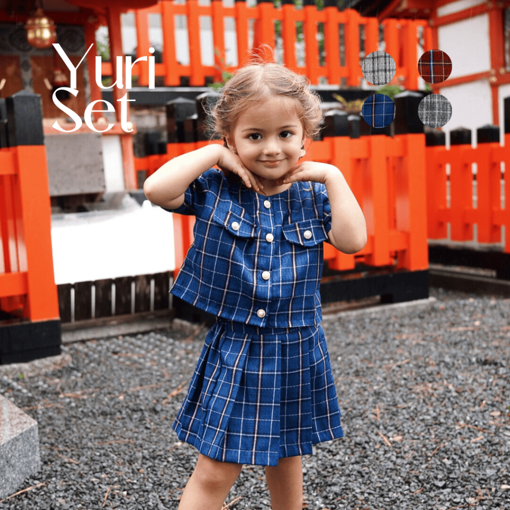 ADOREKIDS YURI SET - Setelan Pakaian Anak Perempuan Baju Outer Blouse Cotton & Rok Goldkids Gold Kid