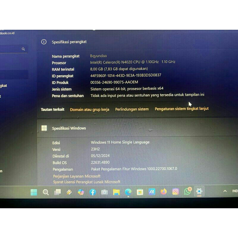 ASUS VIVOBOOK X415MA (SECOND) PEMAKAIAN 5 BULAN