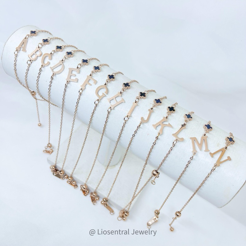 Liosentral - Gelang Serut Huruf Olivia | Gelang titanium steel anti karat anti luntur