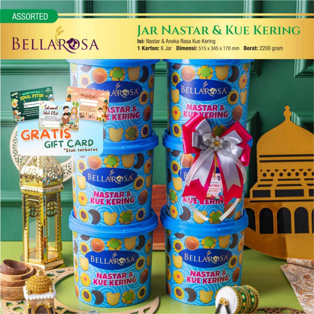 

PARCEL LEBARAN BELLAROSA NASTAR & KUE KERING 6 BUCKET KEMASAN 1 KARTON PRODUKSI 2025