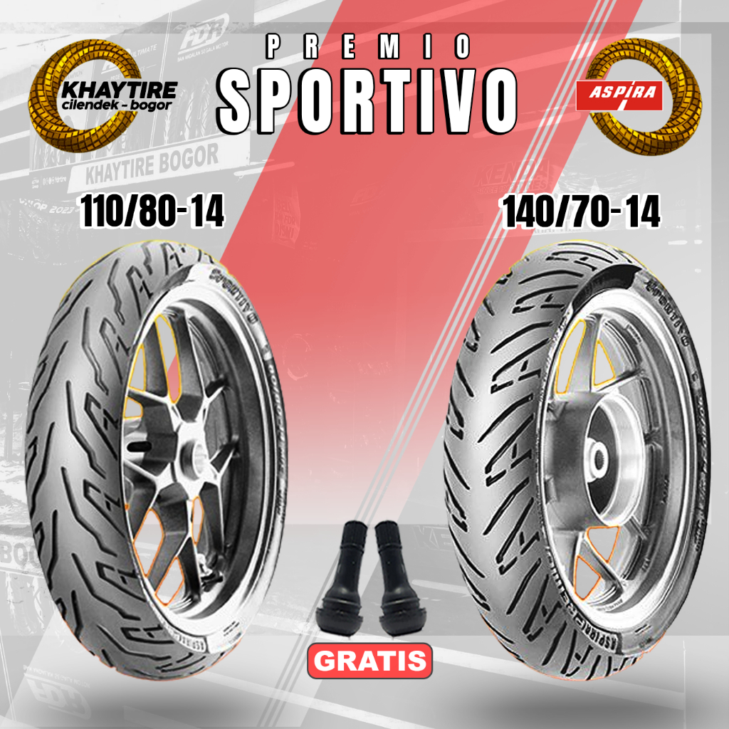 Sepasang Ban Motor Aerox Aspira Premio Sportivo 110/80 & 140/70 Ring 14 Tubeless