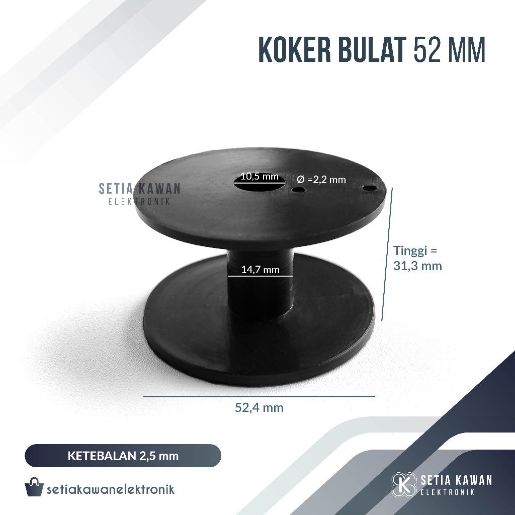 Koker Bulat 52 x 52 mm (As 10,5 mm) Tempat Lilitan Crossover Pasif / Bobin Bobbin Bulat Tahan Panas 