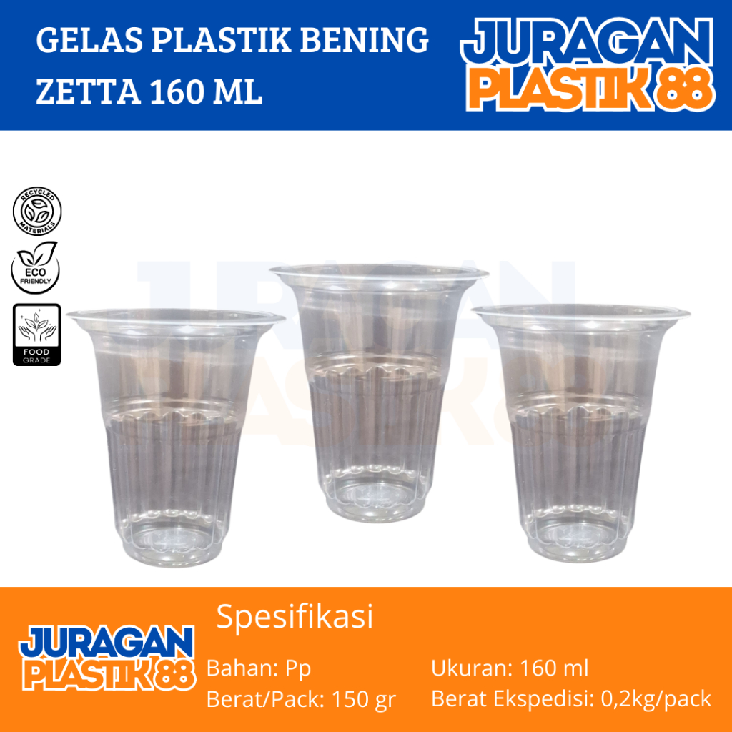 Gelas Plastik Bening Zetta 160ml | Gelas Bening Plastik