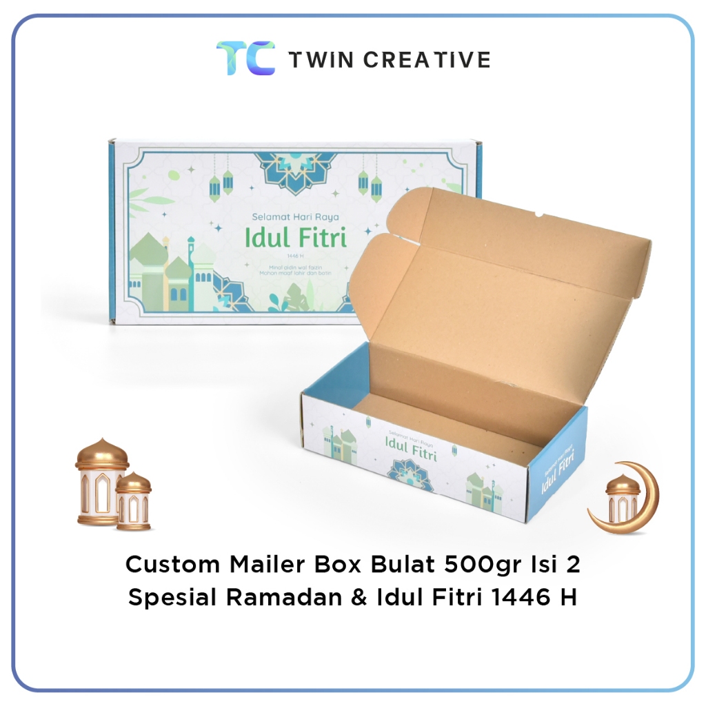 

Custom Box Kardus Hadiah / Packing Hampers Box - Mailer Box Jar 500gr Full Print Spesial Ramadan Isi 2
