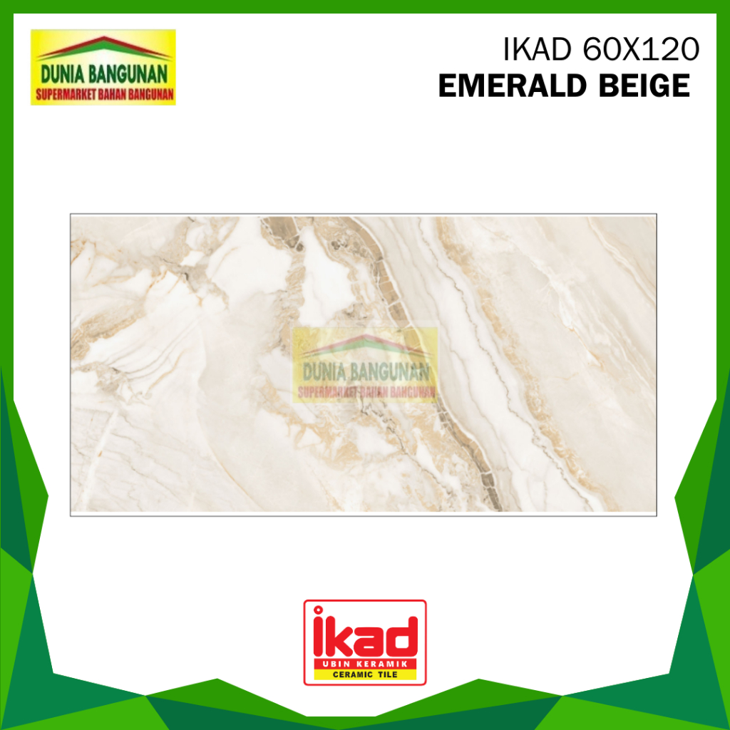 Granit 60x120 IKAD Emerald Beige Granit Lantai Motif Cream Marmer Glossy / Granit Dinding / Granit M