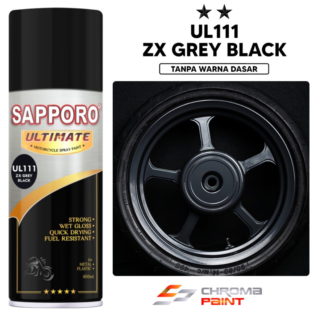Sapporo Ultimate UL111 ZX Grey Black - Cat Semprot Warna Abu Tua Gelap Mirip Ninja ZX150