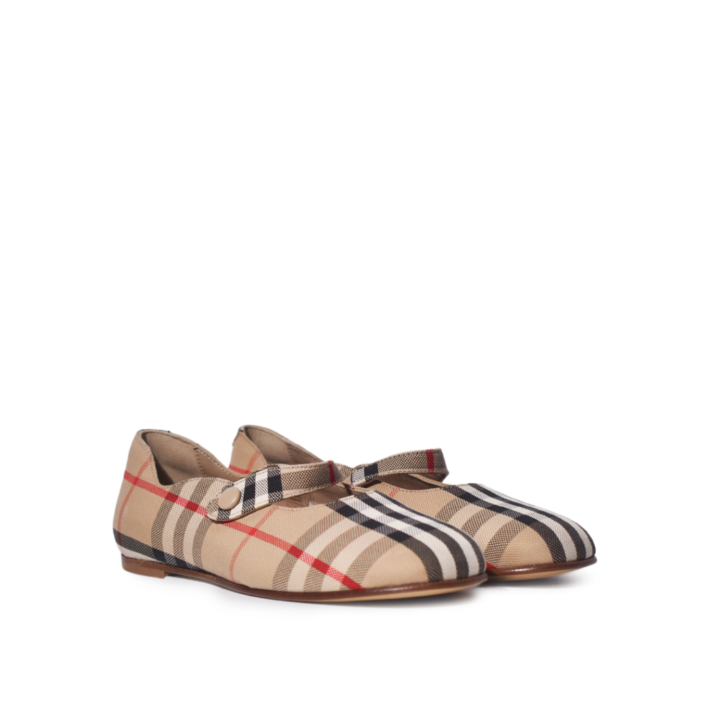 Check mary jane flats beige (kids)