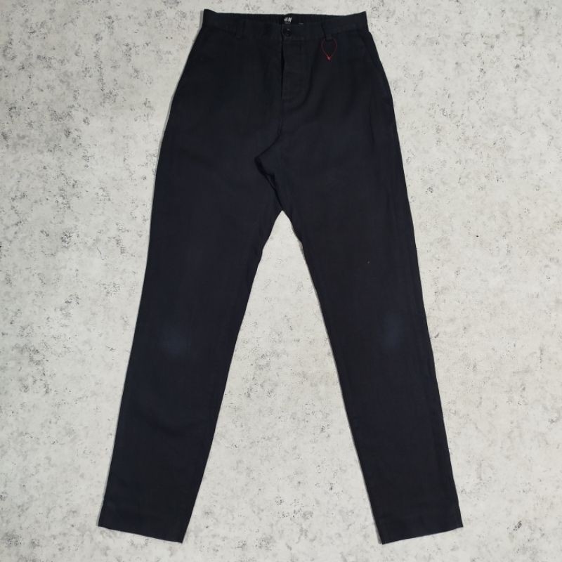 Celana panjang chinos HNM hitam pinggang karet