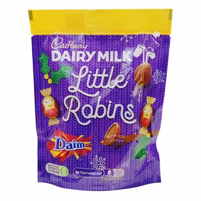 

Cokelat [READYSTOCK EXP 2026] | Cadbury Dairy Milk Little Robins Daim Pouch 77g（Made in UK) | Jajan Impor | Jastip Coklat Cokelat Coklat Original Oleh-Oleh Jastip Malaysia