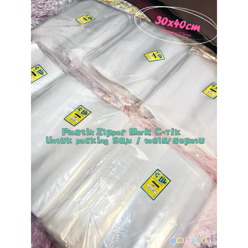 Plastik Klip C-Tik 30x40 cm/ Plastik Opp / Plastik Zipper/ Plastik Klip Ctik/ Plastik Packing Baju/ 