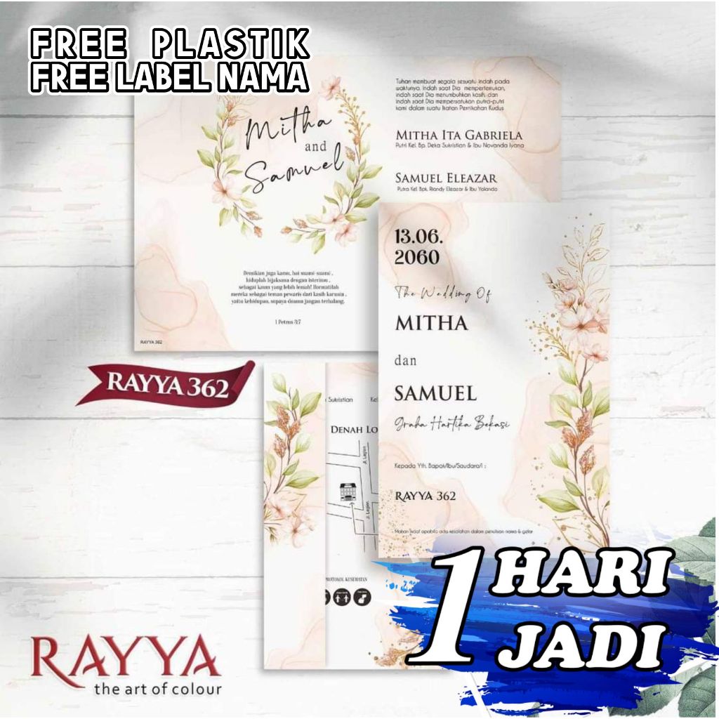 Cetak Undangan Pernikahan Rustik Elegan Unik Desain Terbaru Rayya 362 Undangan Lipat Tiga Express Se