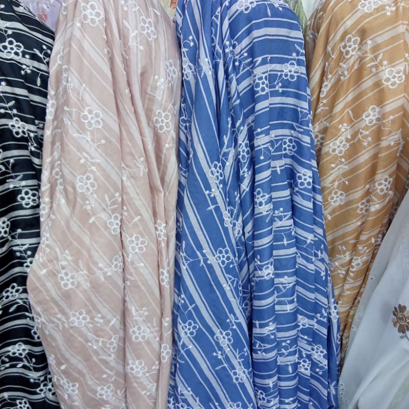 Kain Katun Motif - Kain Katun Bordir Motif Bunga Import - Kain Katun Swis Bordir - Kain Bordir Bolon