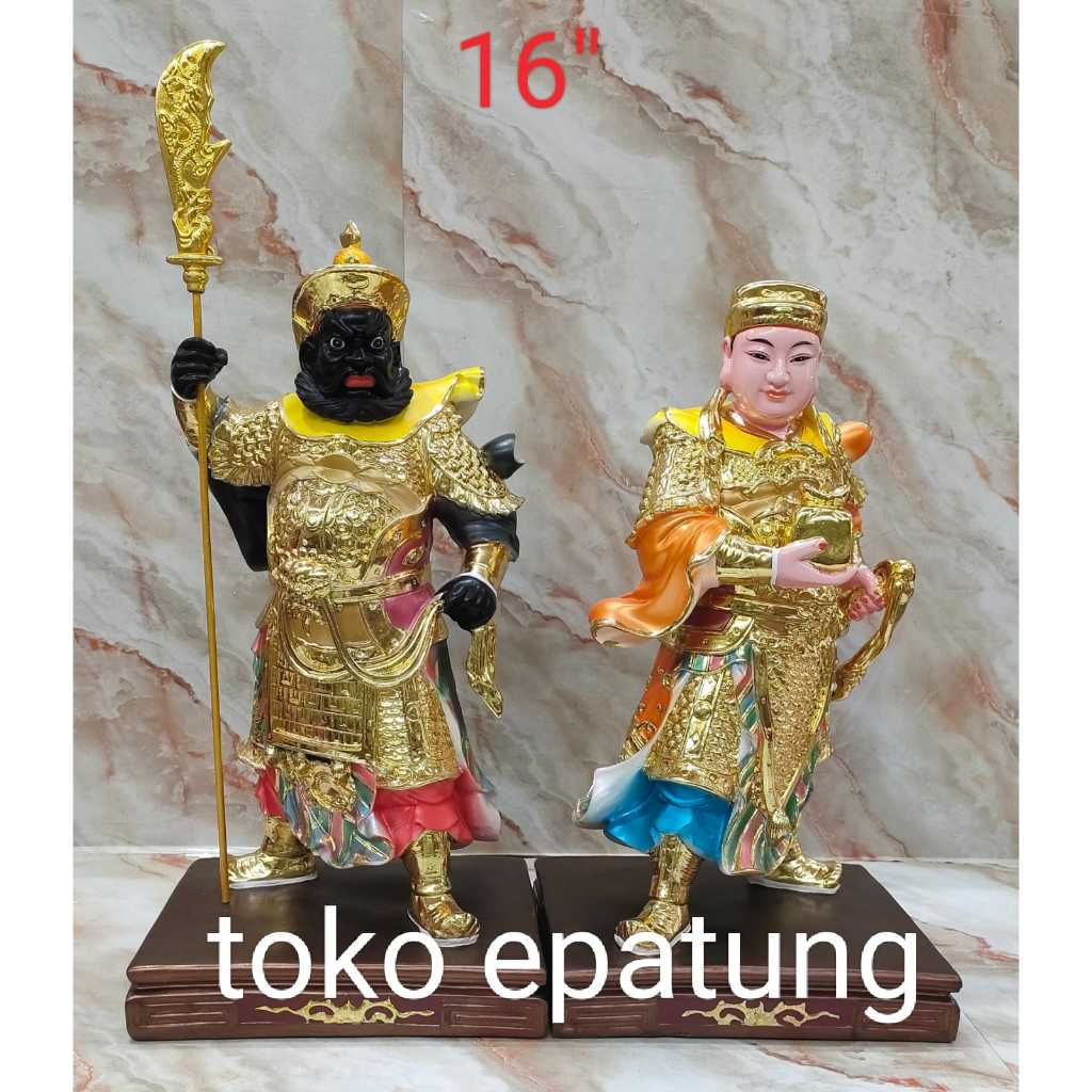 patung dewa pengawal kwan kung / kwan kong / guan yu fiber 16 inch -02