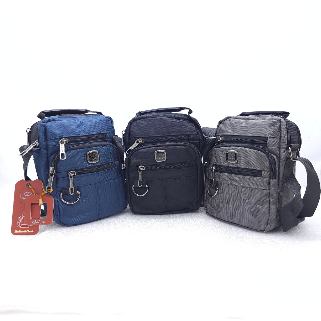 TAS SELEMPANG PALO ALTO KOTAK KAIN KANVAS + GAGANG 5 RUANGAN  SIZE COMPACT 8 INCHI ORIGINAL MURAH TE