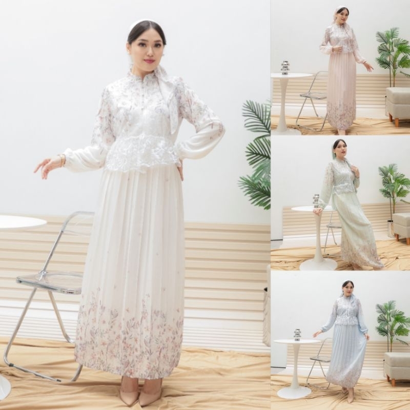 M587 Inaya Ceruty Brukat Long Dress Gamis hijab