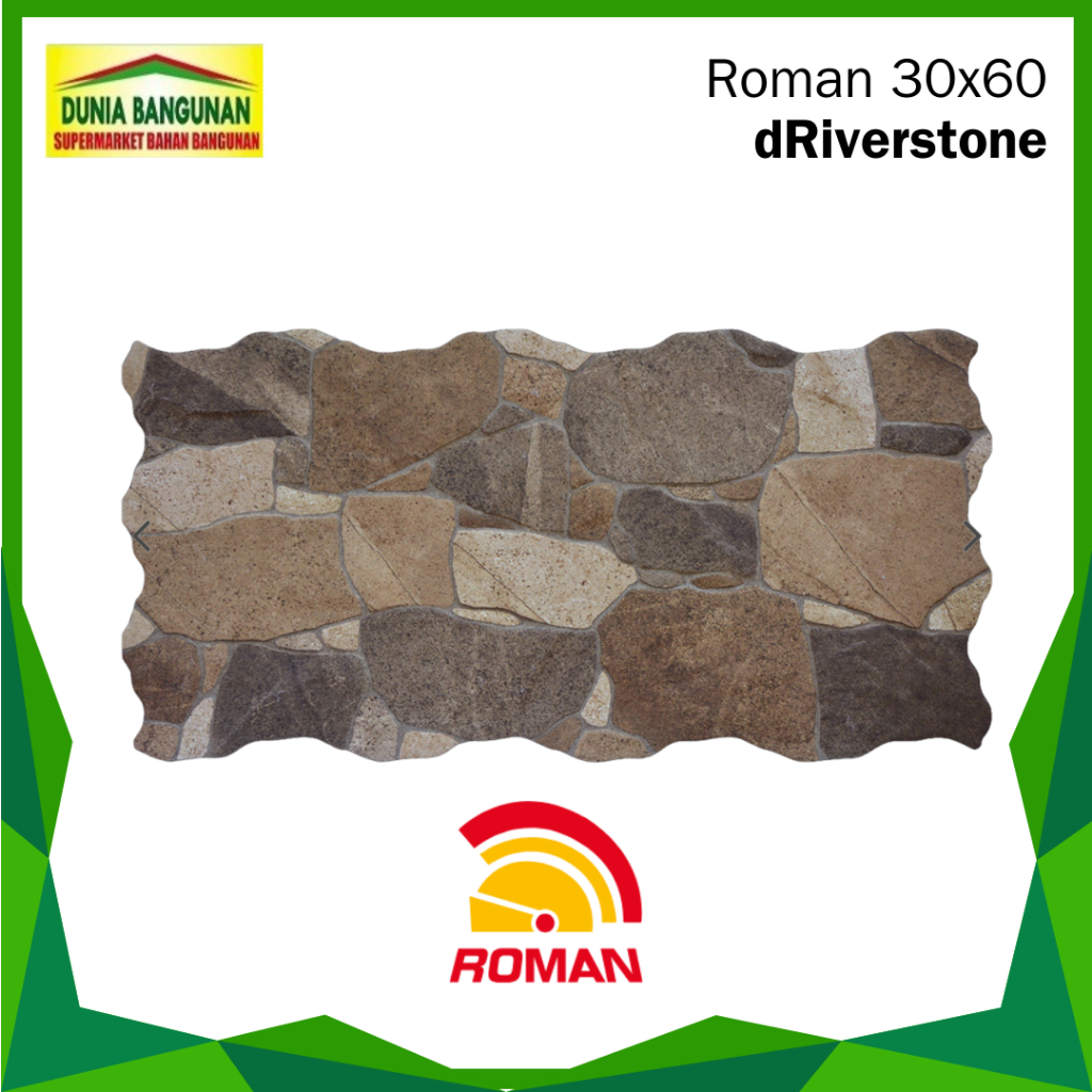 Roman 30x60 Interlok dRiverstone Bruno GL638046 Keramik Interlok Batu Alam / Keramik Dinding Roman/ 