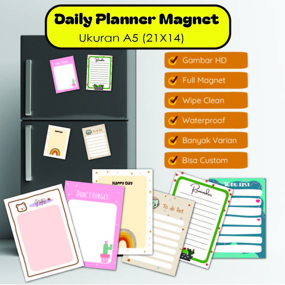 

LEMBAR BELAJAR Daily Planner Magnetic Tempelan Kulkas To do list Memo Mini Ukuran A5