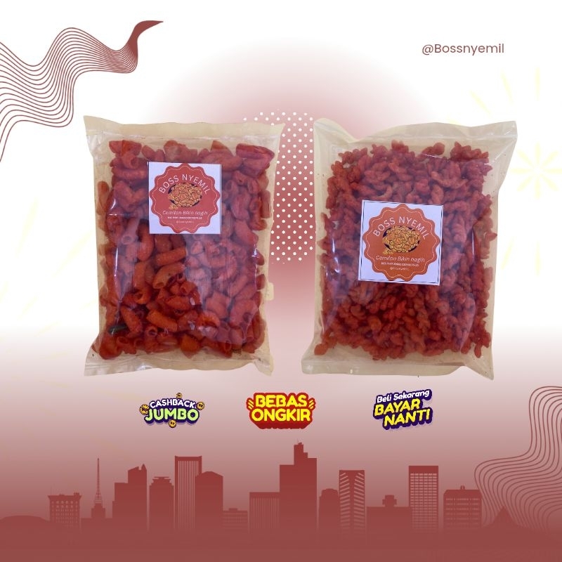 

CEMILAN MAKRONI PEDAS MURAH / 150 GR