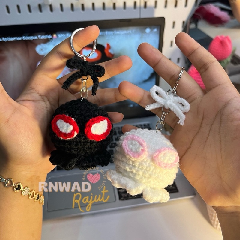 Gantungan Kunci Octopus Couple Spiderman | Amigurumi Gurita Spiderman Couple | Ganci Spiderman-Spide