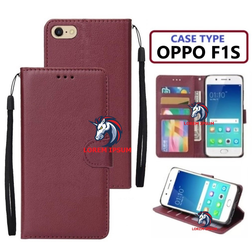LEATHER CASING OPPO F1S CASE KULIT FLIP WALLET LEATHER KULIT PREMIUM SARUNG BUKA TUTUP KESING HP FLI