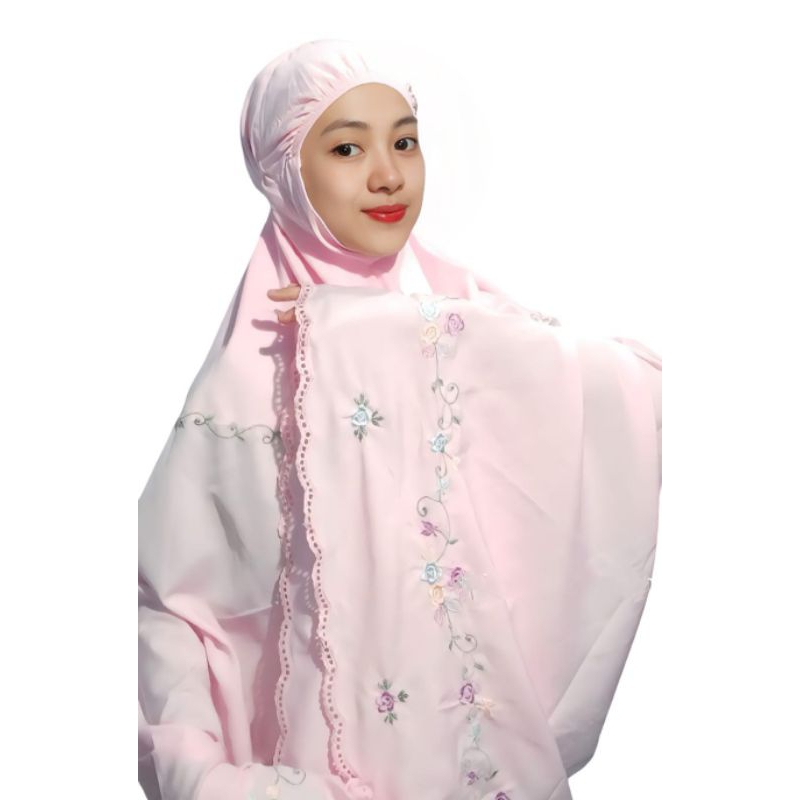 Mukena Telekung Dewasa Premium Bordir Manual Tasik AMELIA free Tas