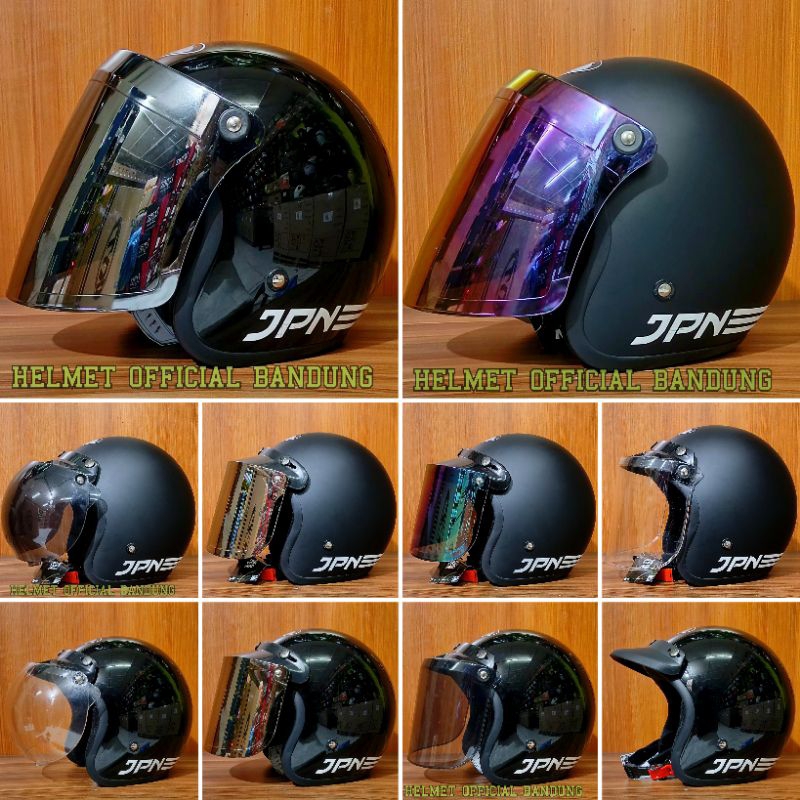 Helm Jpn Retro Hitam Glos | Helm Jpn Hitam dop | Original Jpn