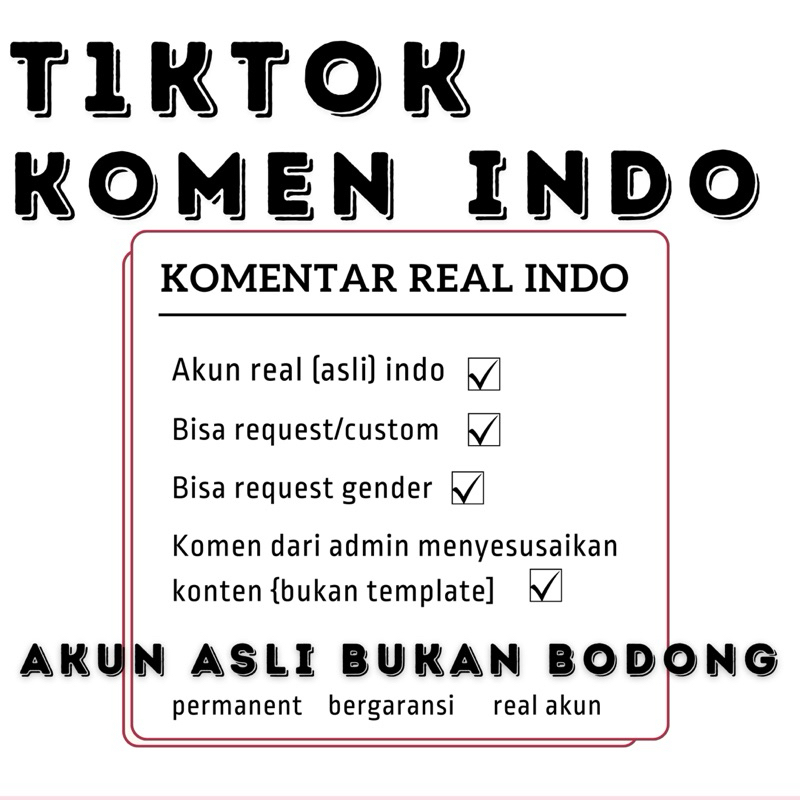 Jasa Tiktok Komen Indo Komentar Tiktok Indonesia