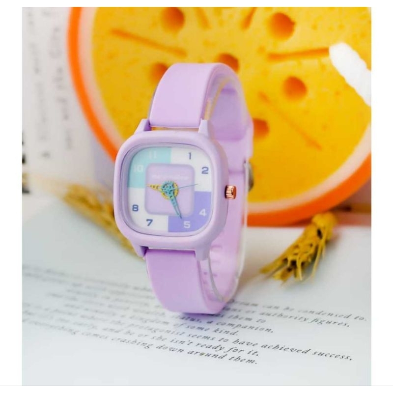 Jam Tangan Wanita Fashion Model Kotak Warna Lucu dan Cantik
