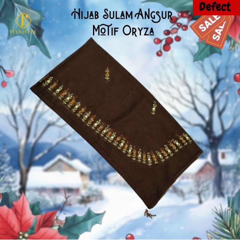Hijab Paris Japan Original Alfatehi Sulam Angsur Motif Oryza Defect Sale / Hijab Murah / Hijab Sale 